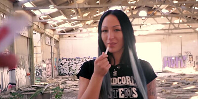 Chick Deborah Diamond blows and fucks in an abandoned building