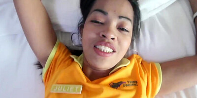 Petite oriental babe gets picked up by amateur porn guys