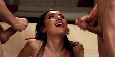 Boys engaged macho mode and drilled moaning charmer together