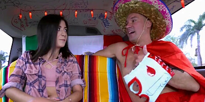 Chick runs into boy who fucks her in the van