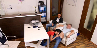 Czech man fucks brunette in front of her boyfriend