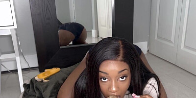 Incredible black lady with big naturals taking cock