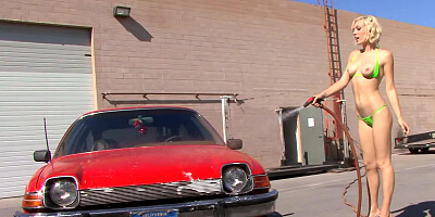 Bikini girl Lily LaBeau fucked after a naughty car wash