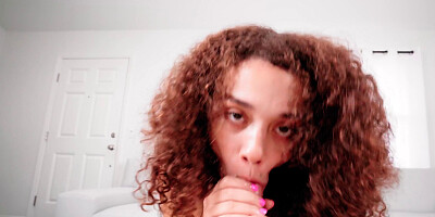 Black chick is fucked in the face by a hung white dude