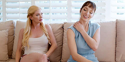 All Girl Massage featuring Serene Siren and Lexi Luna's silicone tits scene