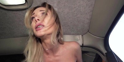 Good looking blonde is prepping to fuck her cabbie