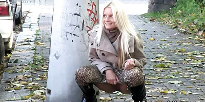 Pissing scene with attractive chippy from Piss In Public