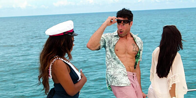A black chick is getting fucked hard on the boat by a dude