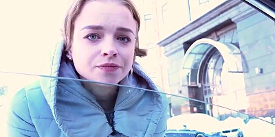 Russian teen gives a blowjob in car and home