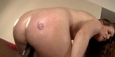 Small redhead getting a BBC deep inside her shaved pussy