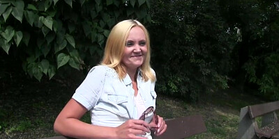 Euro girl Bozena gains cash and gets pussy fucked by the fake agent in bushes