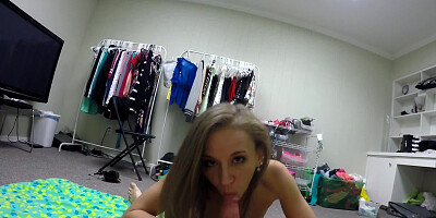 Hot POV-style sex scene with one adorable brunette
