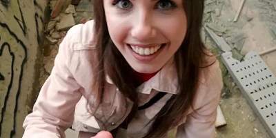 Cute girl tries hard cowgirl on random man's tasty dick