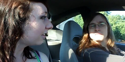 Amateur couple is in their car, and the babe is randy as fuck