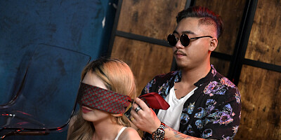 Sweet Asian blonde in hardcore action with her boyfriend