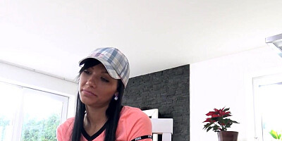 Pouty brunette bitch is about to get fucked into submission