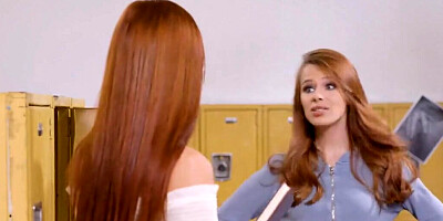 Lesbo ginger about to fuck in the classsroom happily