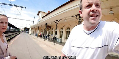 Cuckold dirt with flirtatious sweet thing from Hunt4k