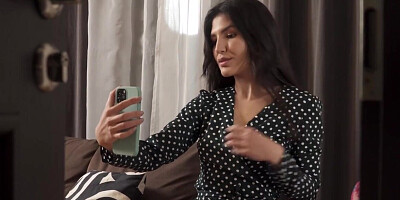 Girl enjoys sex with friend in her big bed