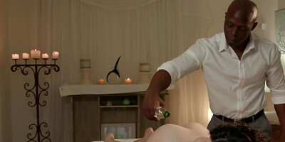 Lyra Lockhart is oiled-up and fucked by black masseur Will Tile