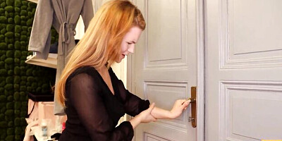 Playful Katarina's stuck in the doors sex