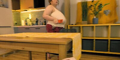 Stepmom noticed her stepson jerking off under the table and decided to help