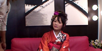 Chihiro Nitta removes her kimono as she gets toyed with