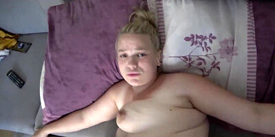 Blonde BBW blows her BF before intense fucking