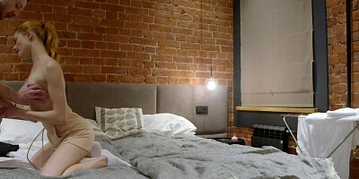 A hidden cam films a juicy blonde giurl fucking in the bedroom
