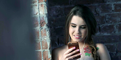 Passionate cock riding sex with a sweet young brunette