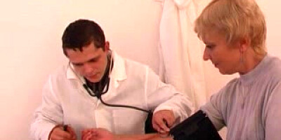 Youthfull doctor and lewd adult patient with suspending hooters