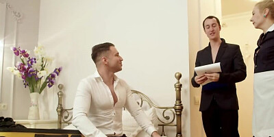 Mature housemaid is being fucked by a horny guest in the hotel room