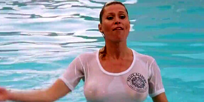 MILFs in wet clothes hugging sticking out boobies