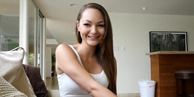 Kinky blonde is sucking and riding the hung stepbrother