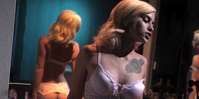 Blonde teases before getting fucked by her girlfriend