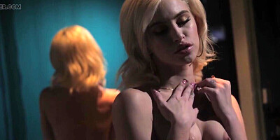 Blonde teases before getting fucked by her girlfriend