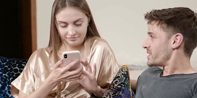Stepfamily fucking with a truly gorgeous brunette gal