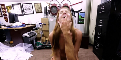Pawn shop bride pounded from behind in a standing position