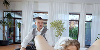 Cuckold watches as his lovely bride fucks with another man