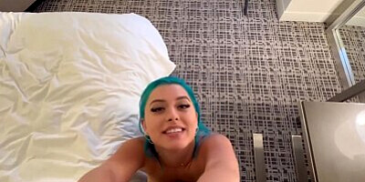 Casting Curvy: Blue Hair Thick Pornstar BEGS to Fuck Delivery Guy