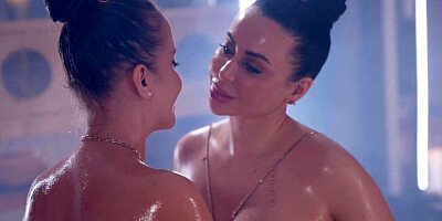 Lesbian women with sensational curves fuck. sensationally