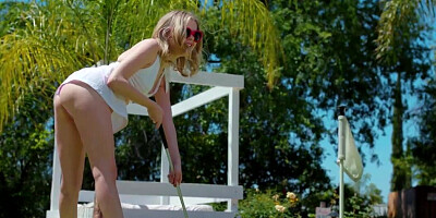 Petite blonde Coco Lovelock taking on a black monster