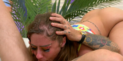 Petite chick si fucked in tight asshole by a hung stallion