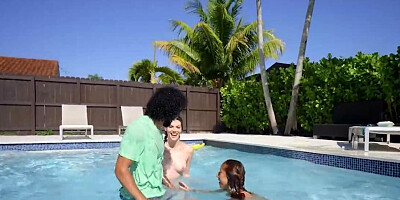 Fiona Frost and Kira Perezfucked by a big dick by the pool