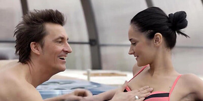 The trimmed cunt of Angie Moon gets fucked on the white couch