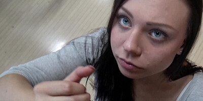 Brunette face-drilled by pickup artist who pays her for adultery