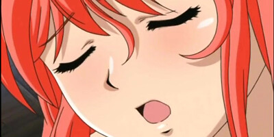 Redhead hentai gets squeezed and licked her bigboobs
