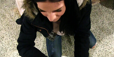 Amateur brunette girl sucks and rides dick on POV camera