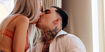 Fine blonde is going to take his cock on the table