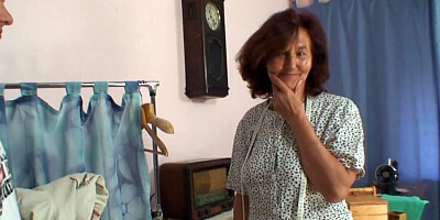 Seamstress is going to seamlessly take his cock inside